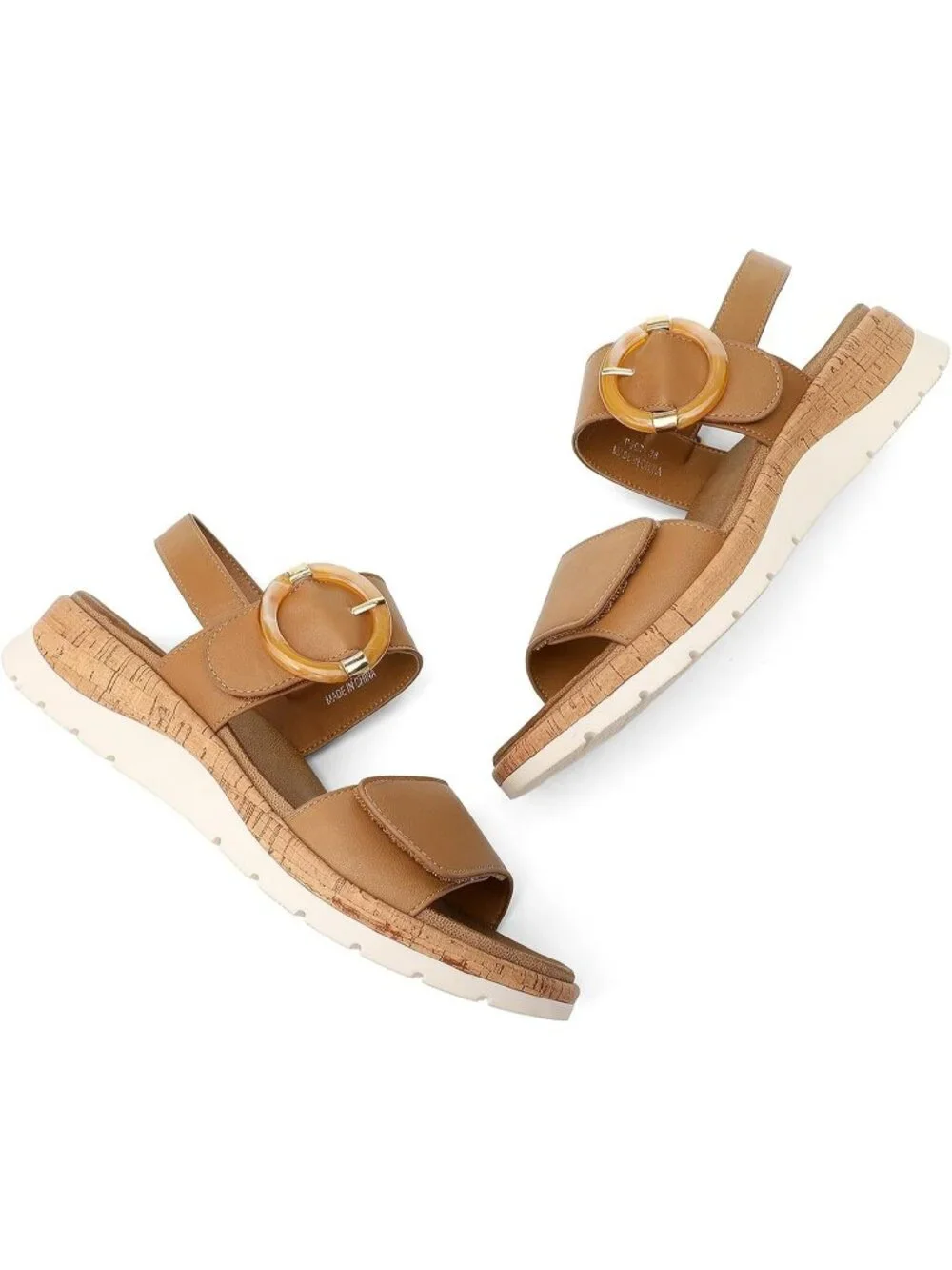 Women's Tan Summer Open Toe Adjustable Ankle Straps Comfortable Sandals